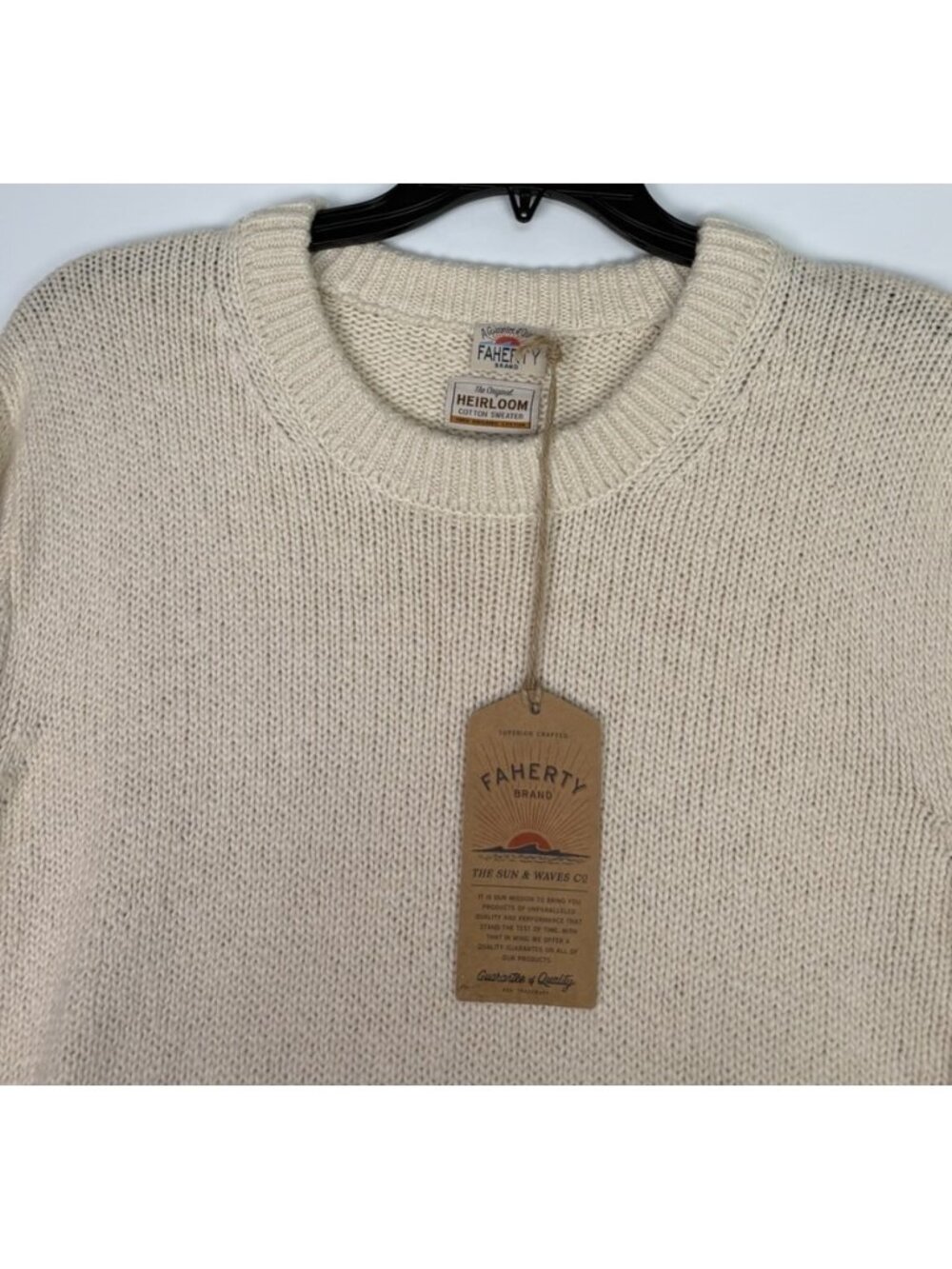 Faherty Brand Heirloom Crewneck Sweater Mens 2XLT Bone Organic Cotton NWT $268